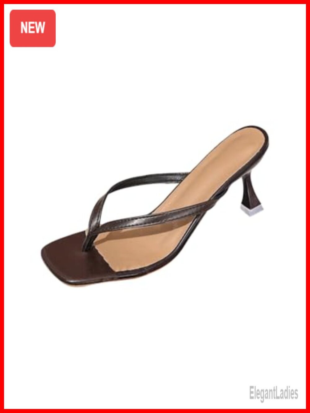 Faux Leather Kitten Heels Thong Flip Flop Sandals Slip On Shoes